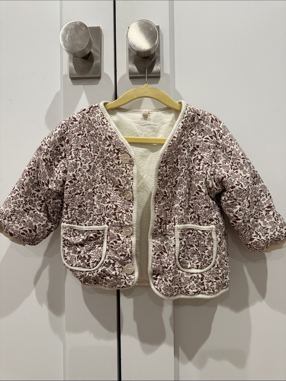 Quincy Mae Cream Jacket with Burgundy Floral Print